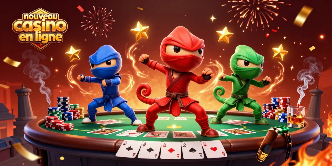 Jouez au nouveau casino en ligne avec des chameleons ninjas réalisant des mouvements de kung-fu.