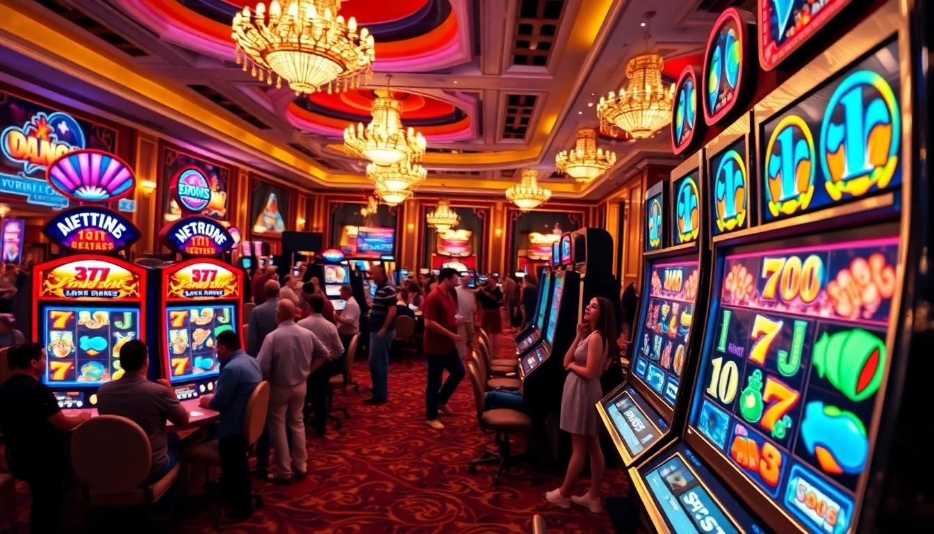 Experience thrilling gameplay with a captivating link slot feature on a vibrant casino floor.