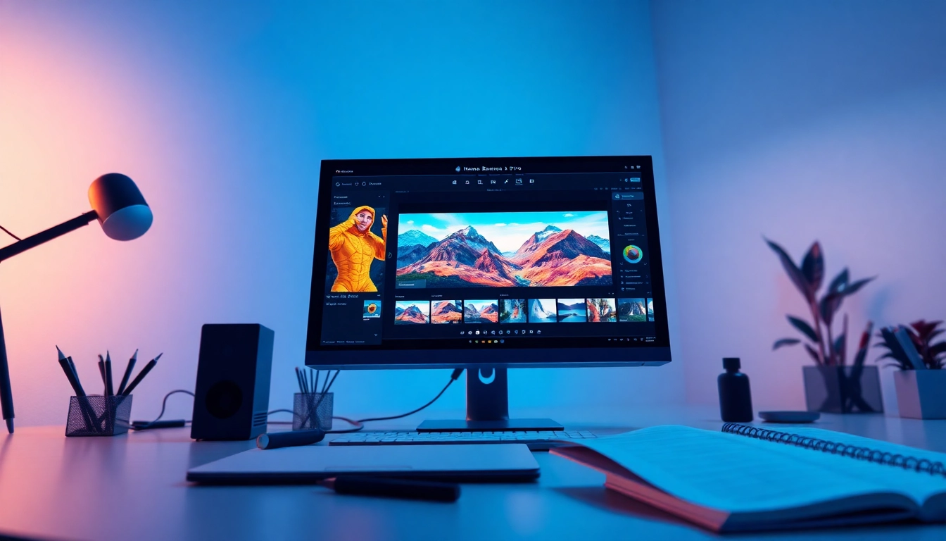 Nano banana pro interface in a modern workspace showcasing AI image editing capabilities.