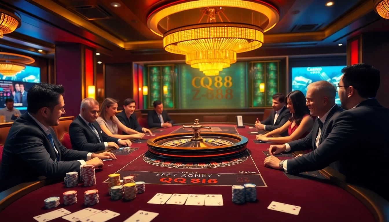 Players enjoying a thrilling QQ 88 casino experience at a vibrant table game.