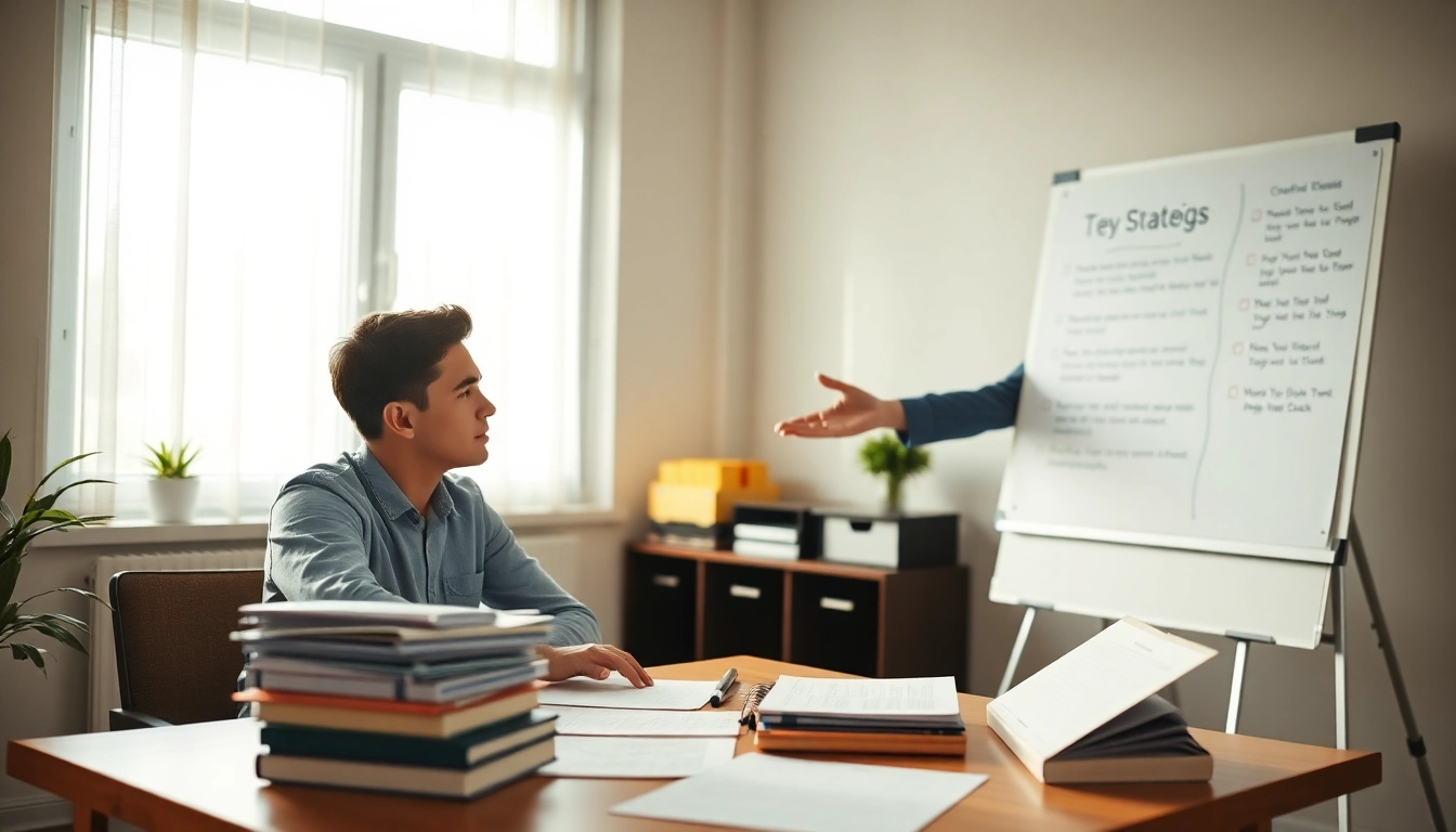 Person receiving toefl expert help in a well-lit, engaging study environment with a mentor.