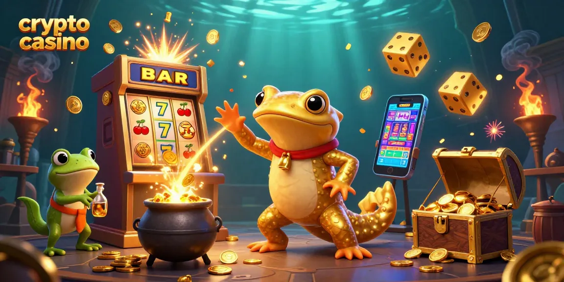 Gioca nel crypto casino e scopri la magia con un alchimista e monete d'oro volanti.