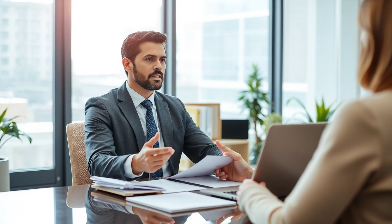 Alexandria Personal Injury Lawyer providing legal consultation in a modern office setting.