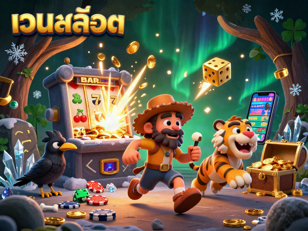 Experience exciting เว็บสล็อต action with a prehistoric duo at a vibrant casino.