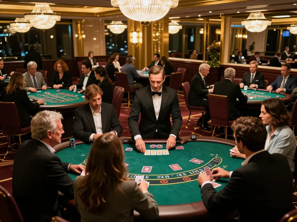 Placing bets at manclub's elegant blackjack tables during an exciting casino night