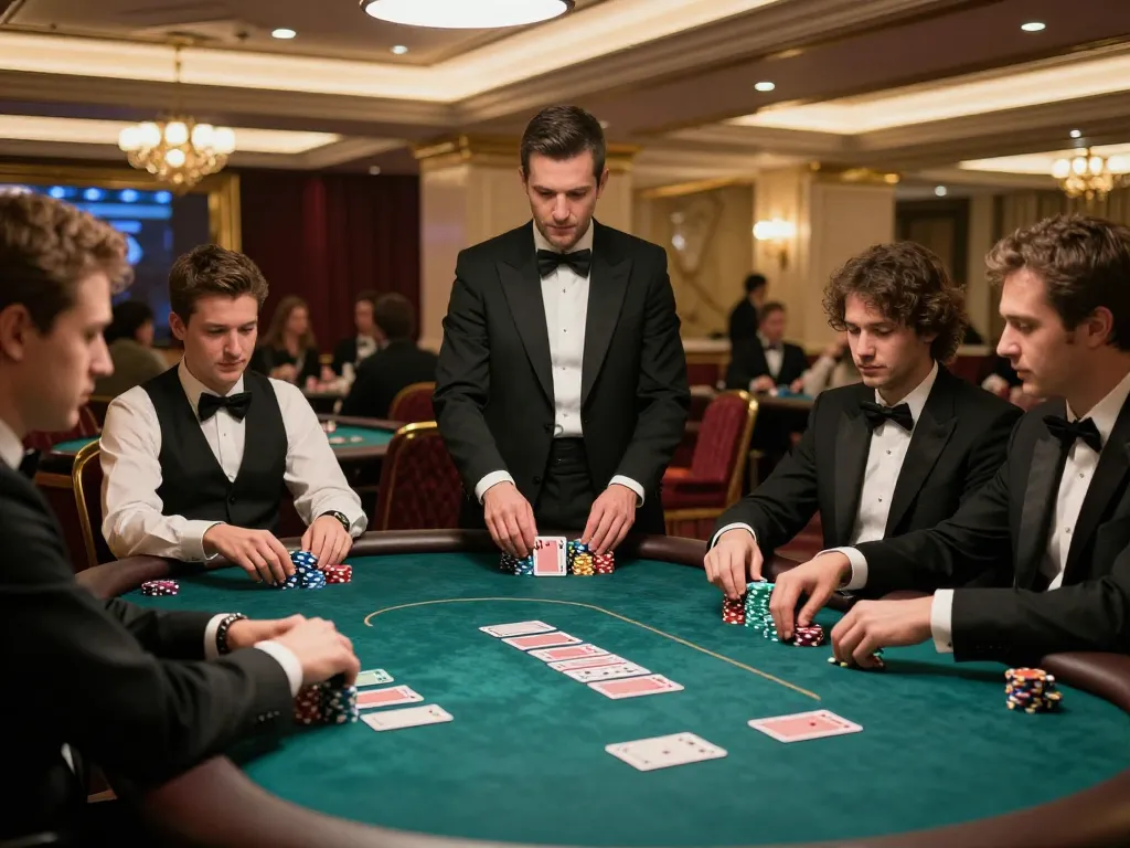 VIPwin poker game at exclusive casino table with engaged players and elegant atmosphere