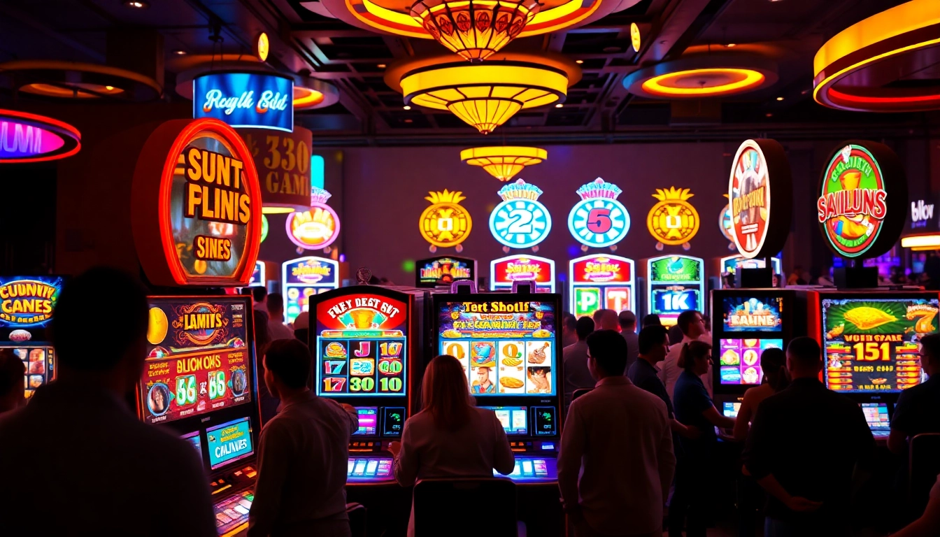 Mengakses slot deposit 5000 dengan berbagai mesin slot di kasino yang ramai.