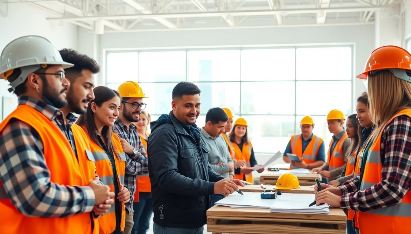Participants actively engaging in construction workforce training focused on safety and skills.
