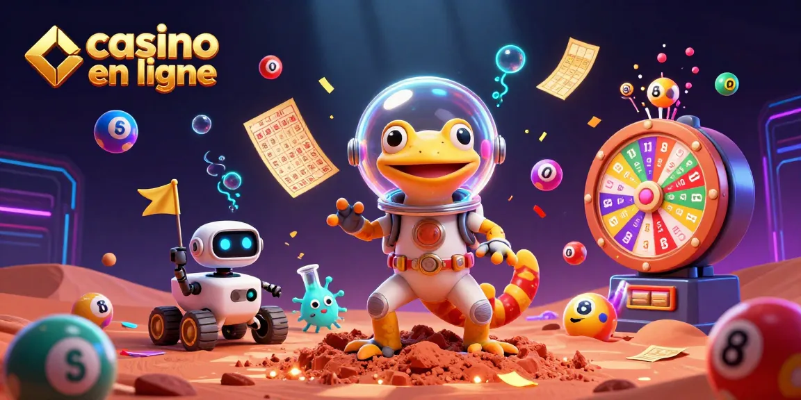 Jouez à des casinos en ligne avec cette illustration vibrante et dynamique de personnages extraterrestres.