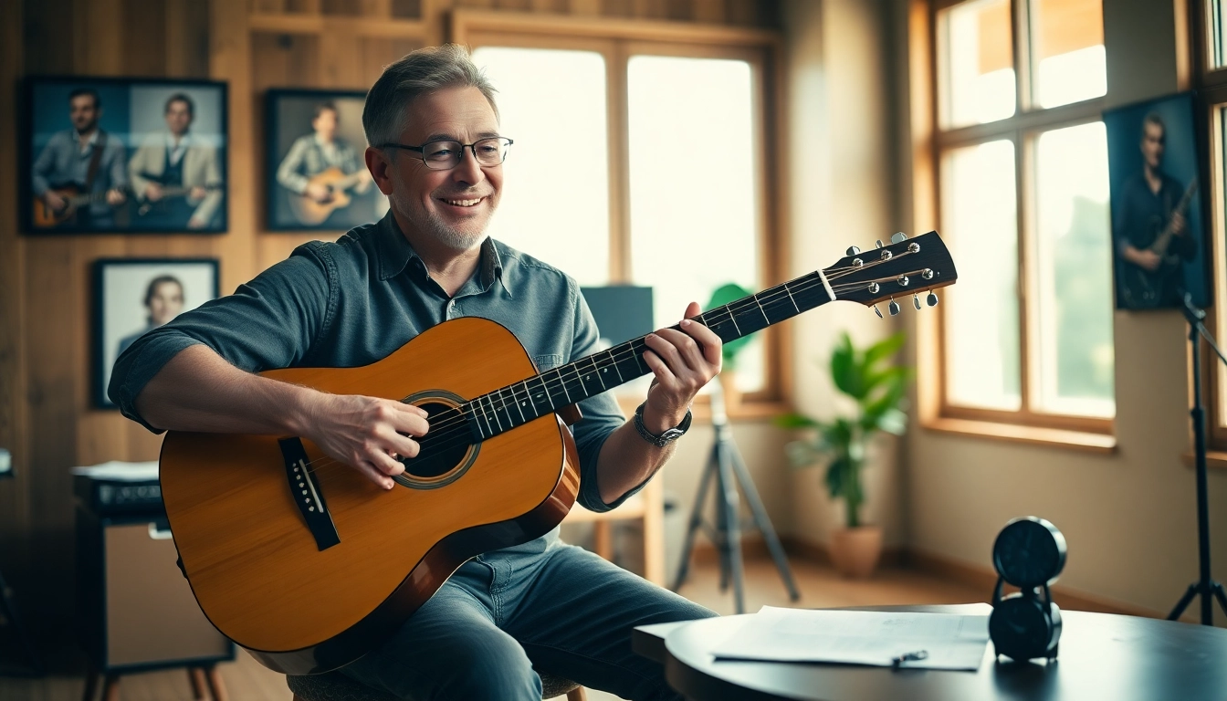 Learn guitar online with https://guitarlessons.co.uk in a professional studio setting.