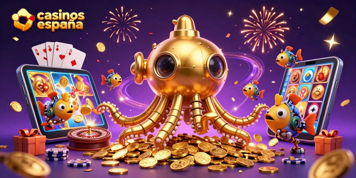Visualiza la emoción de los casinos online en España con esta ilustración 3D llena de acción y recompensas.
