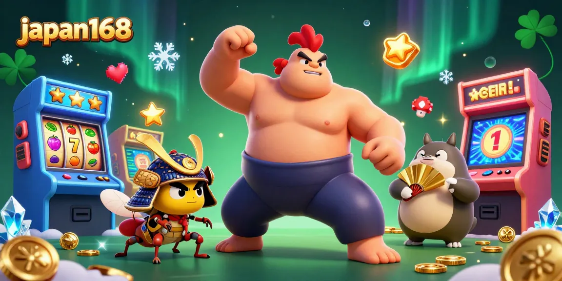 Engage with japan168's accurate lottery results featuring a dynamic scene of sumo and samurai characters.