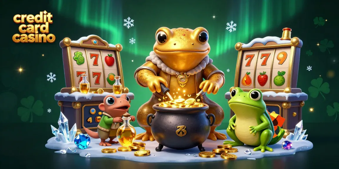 Engage with top credit card casino action featuring a vibrant 3D scene with gold coins and slot elements.