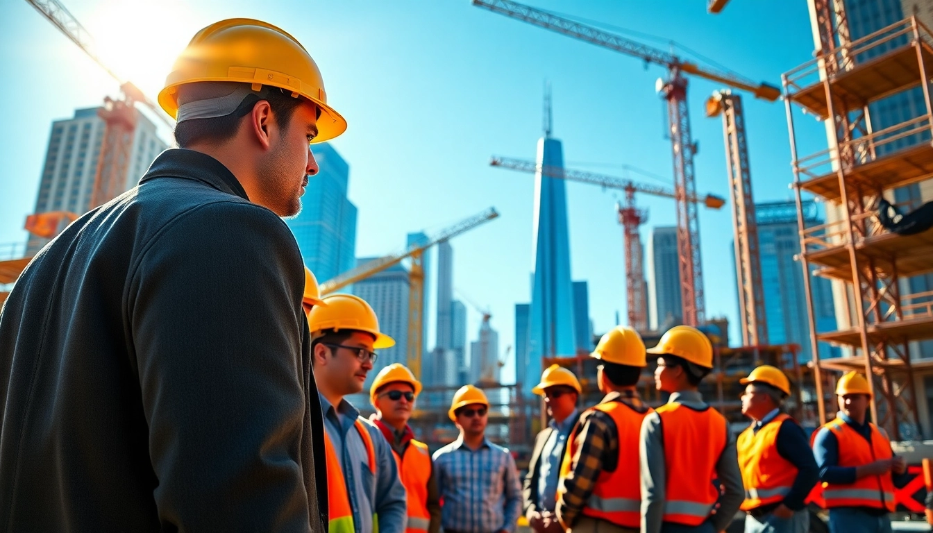 New York City Construction Manager coordinating a vibrant construction site in NYC with diverse workers.