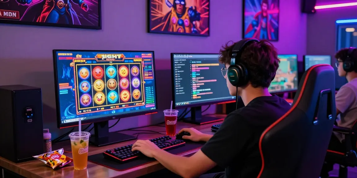 Player enjoying a slot gacor game experience with vibrant graphics and modern gaming setup.