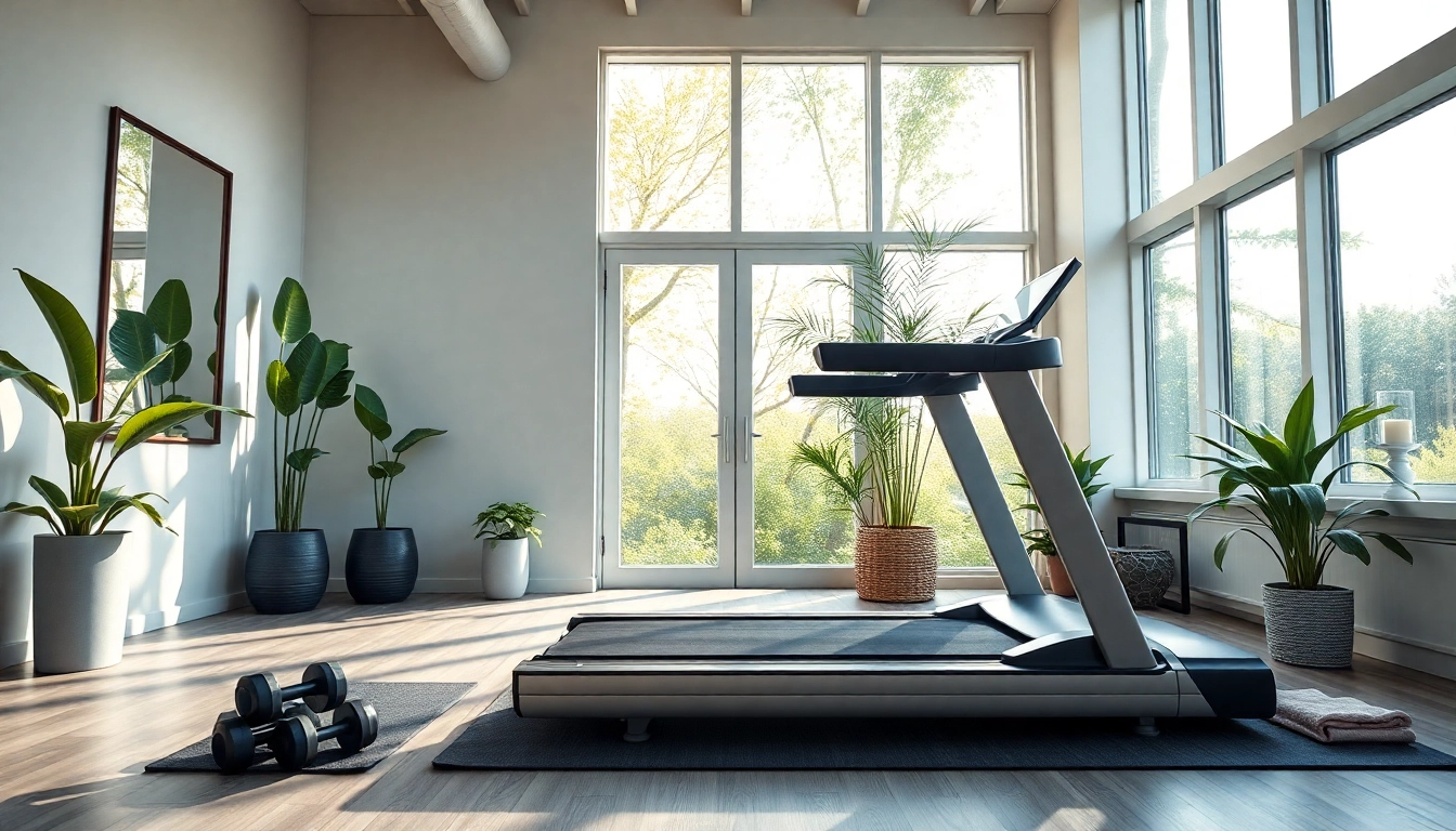High-quality home treadmill manufacturer in a modern gym setting, promoting fitness and wellness.