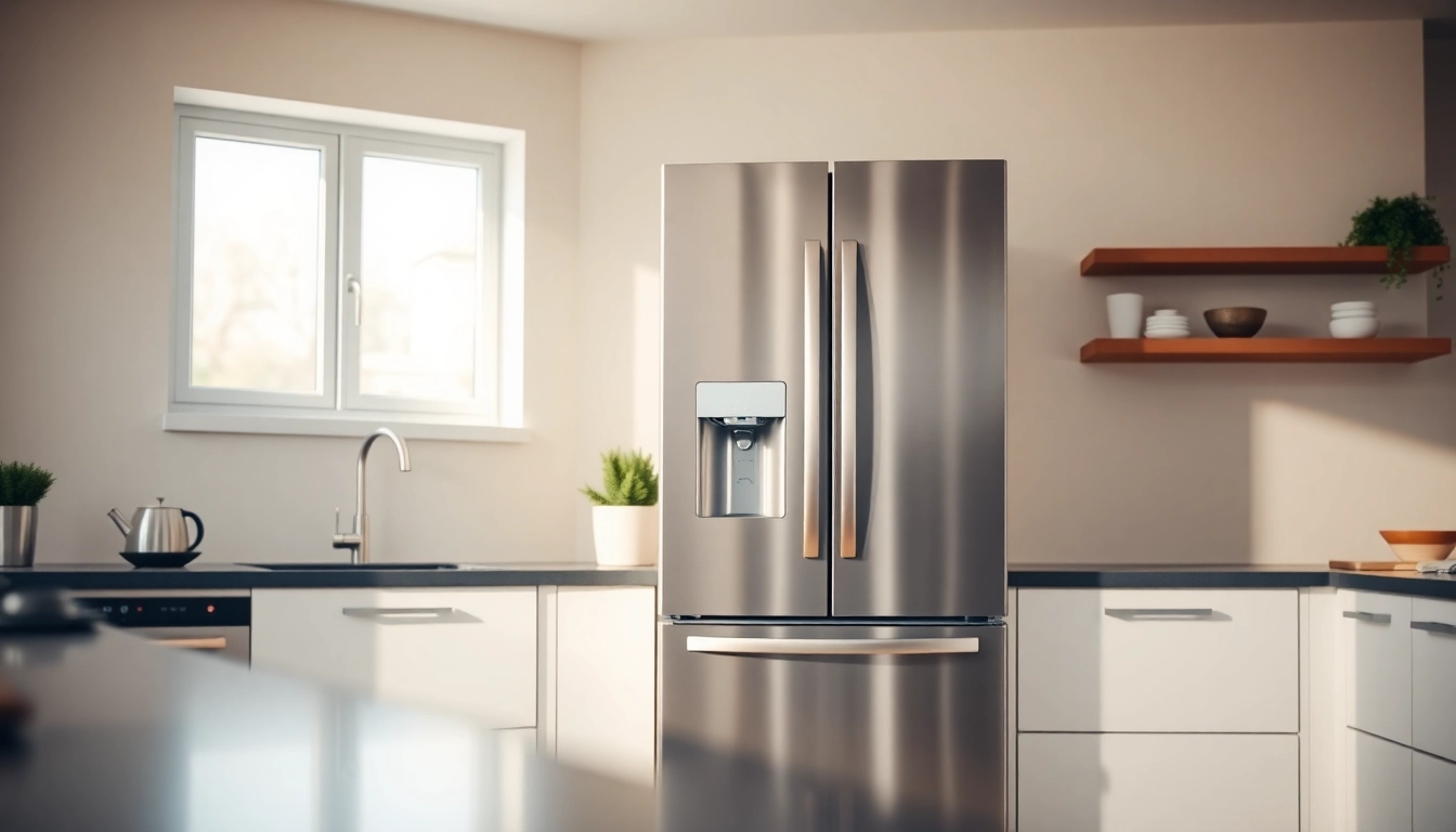 Sleek Refrigerator in a modern kitchen highlighting advanced features and bright ambiance.