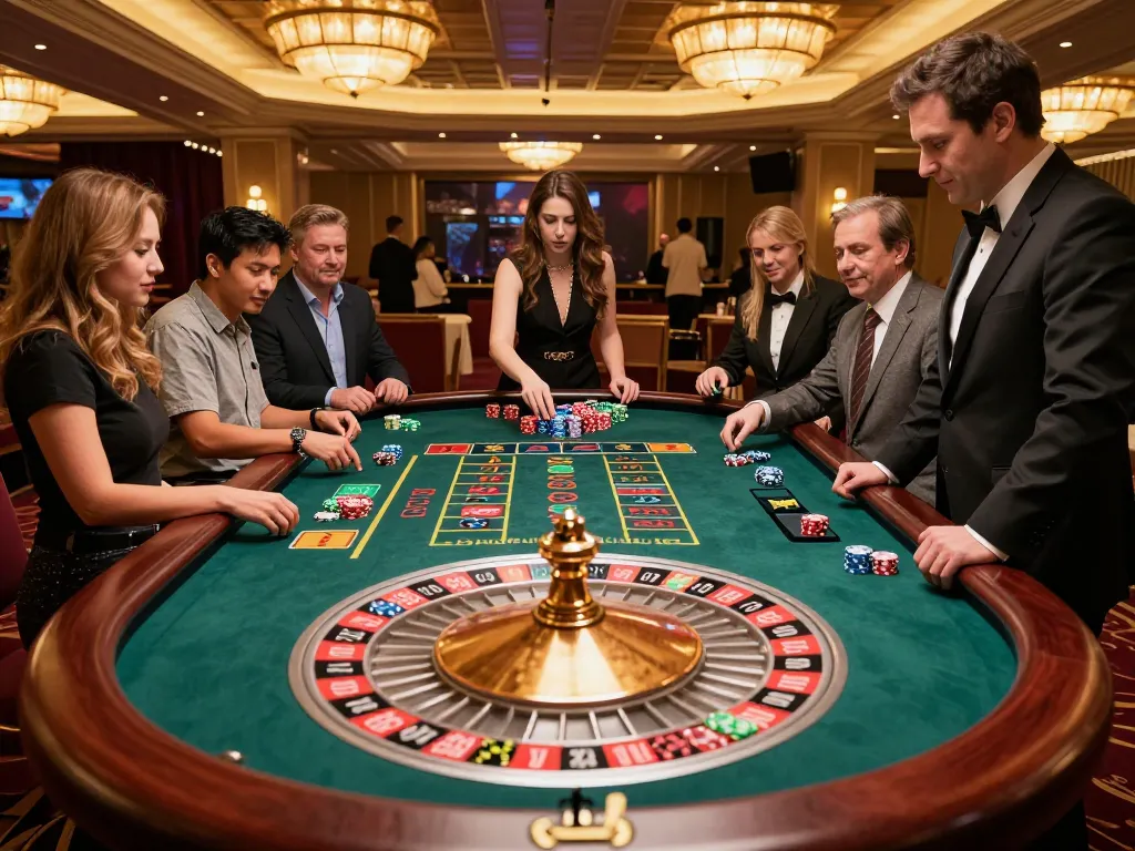 Players at a roulette table strategizing while enjoying the thrill of giường bệnh nhân in a luxurious casino.