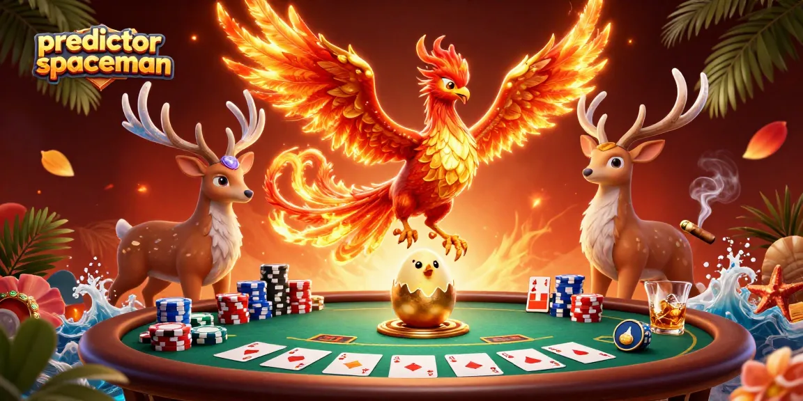 Engage with predictor spaceman and enjoy thrilling poker moments in a vibrant 3D casino scene.