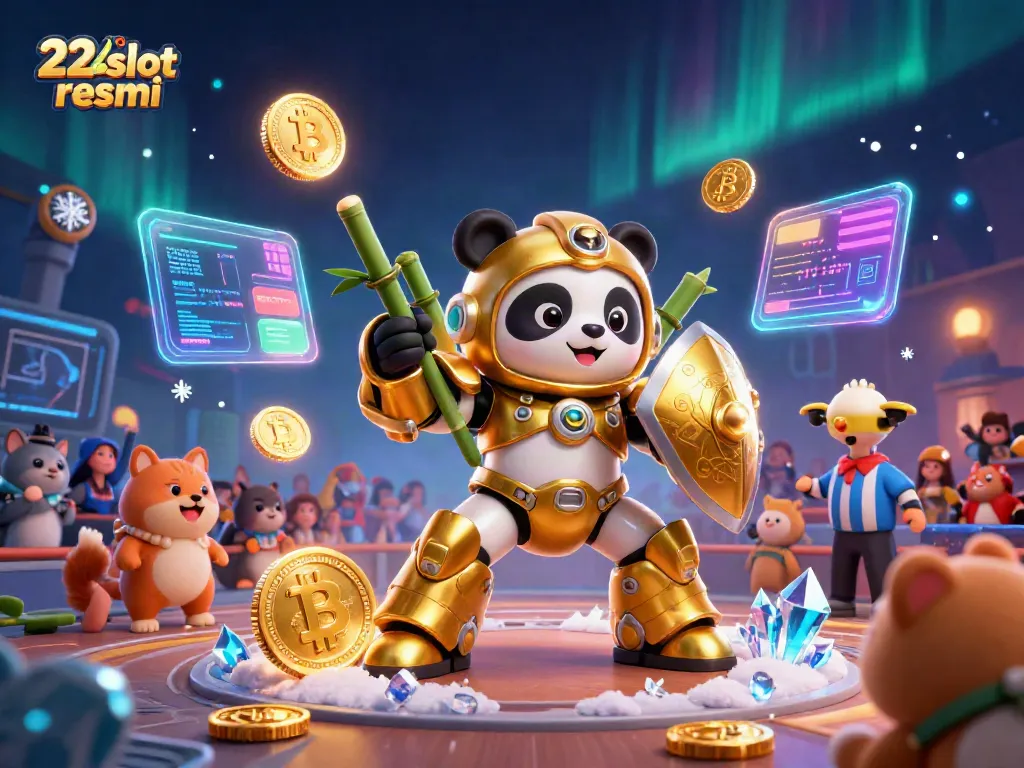 Menangkan permainan di 222slot resmi dengan panda emas berrobot dan elemen kasino yang mengagumkan.