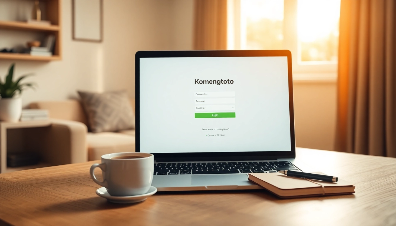 Masuk ke komengtoto login dengan antarmuka modern dan menarik di laptop.