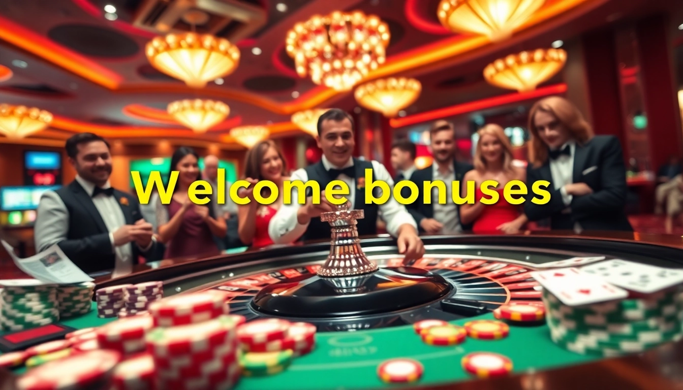 Exciting casino scene highlighting enticing welcome bonuses at a roulette table.