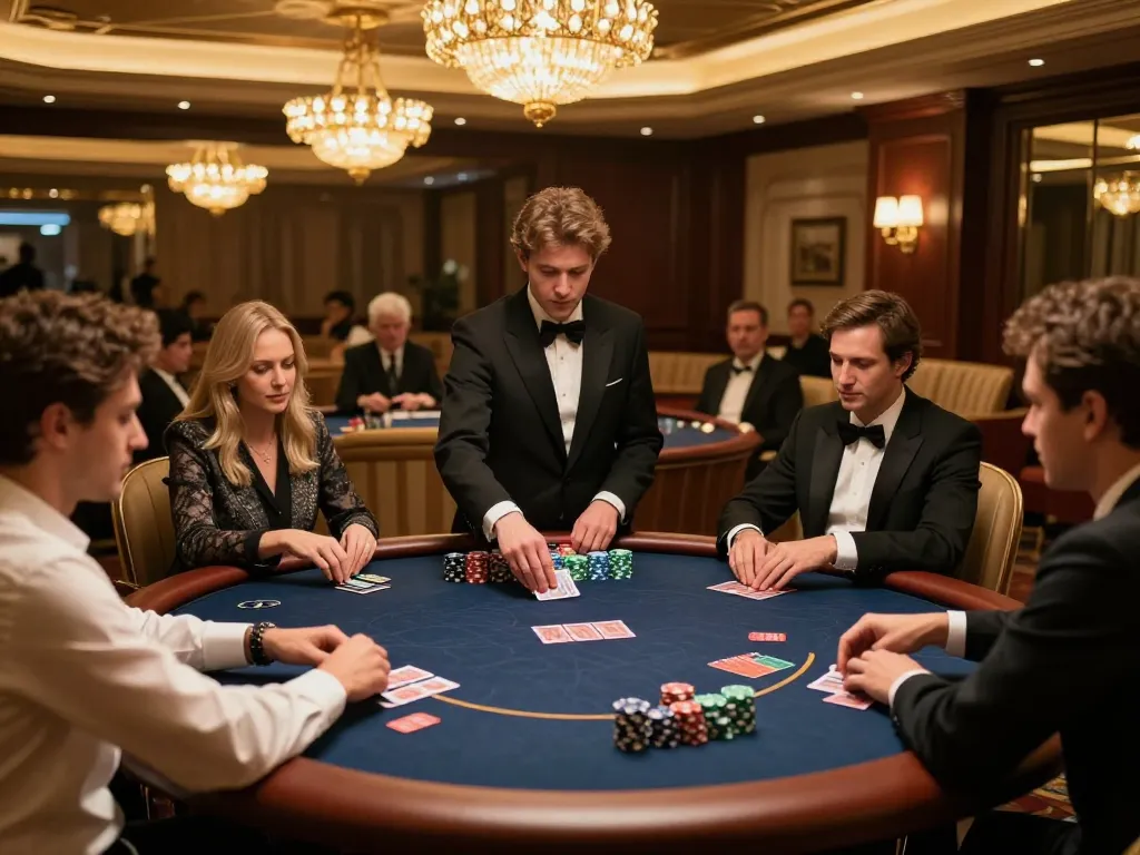 Players engaged in high-stakes poker in a luxurious VIP room at TG88 casino.