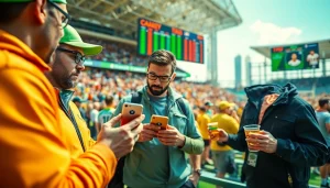 Gamblers analyzing best sports betting sites in India during a sports event.