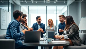 Servizio Fotografico Aziendale che cattura un team di lavoro in un ambiente professionale moderno.