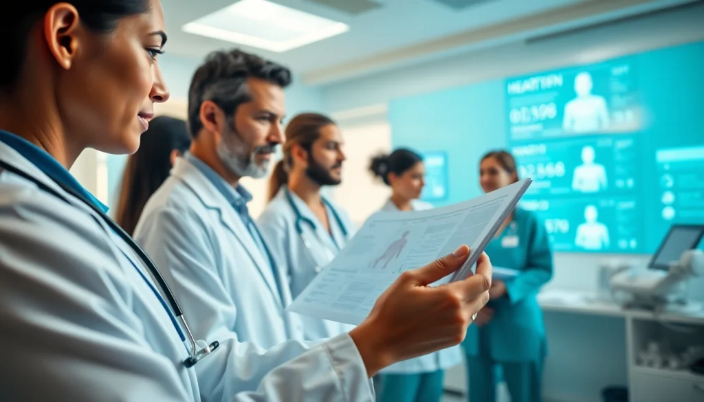 Healthcare professionals collaborating on patient care, focusing on Health management.