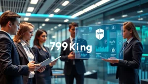 Modern financial team analyzing insurance data online with 79king hn branding in 2025