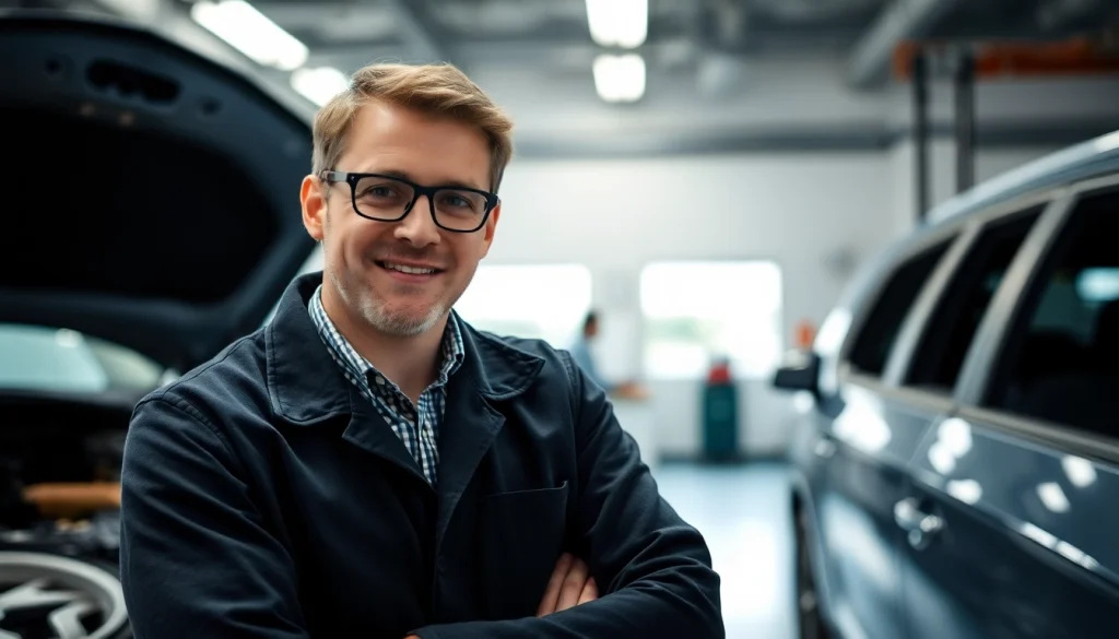 Kfz Sachverständiger Aachen inspiziert das Fahrzeug, während er eine Bewertung durchführt.