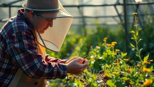 Inspectando colmenas de plástico brillantes y modernas en un entorno apícola.
