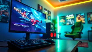 Menampilkan gambar dari bensu4d alternatif game di perangkat gaming modern dengan pencahayaan energik.