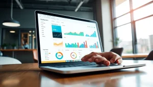 Engaging interface of an smm panel displayed on a modern laptop in a bright office environment.