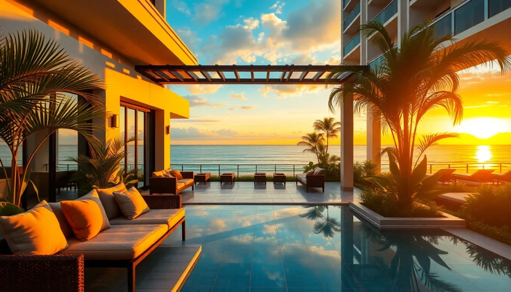 Luxury condo for sale Pattaya with stunning beach sunset view from the balcony.