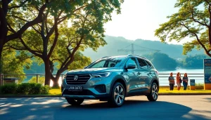 Experience car hire in Kuching with scenic views of lush landscapes and modern vehicles.