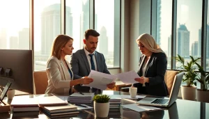 Bookkeeping firm in Abu Dhabi showcasing professionals collaborating in a modern office.