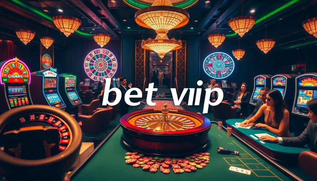 Trải nghiệm cảm giác hồi hộp khi đặt cược tại Bet VIP với các bàn casino thanh lịch và những máy slot đầy màu sắc.