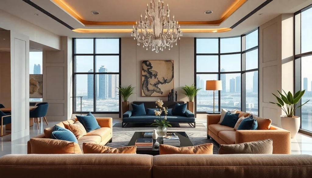 Elevate your space with luxurious interior design dubai showcasing a stylish living room.
