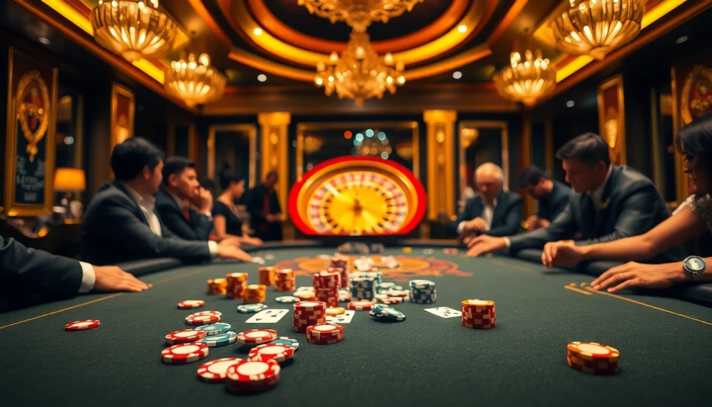 Engaging poker scene showcasing a lively game at https://ev88.claims/, emphasizing excitement and luxury.