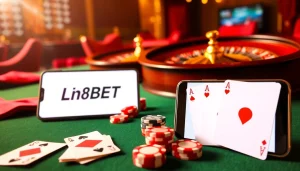 Experience the thrill of online gambling with Link F8BET, showcasing a luxurious casino environment.