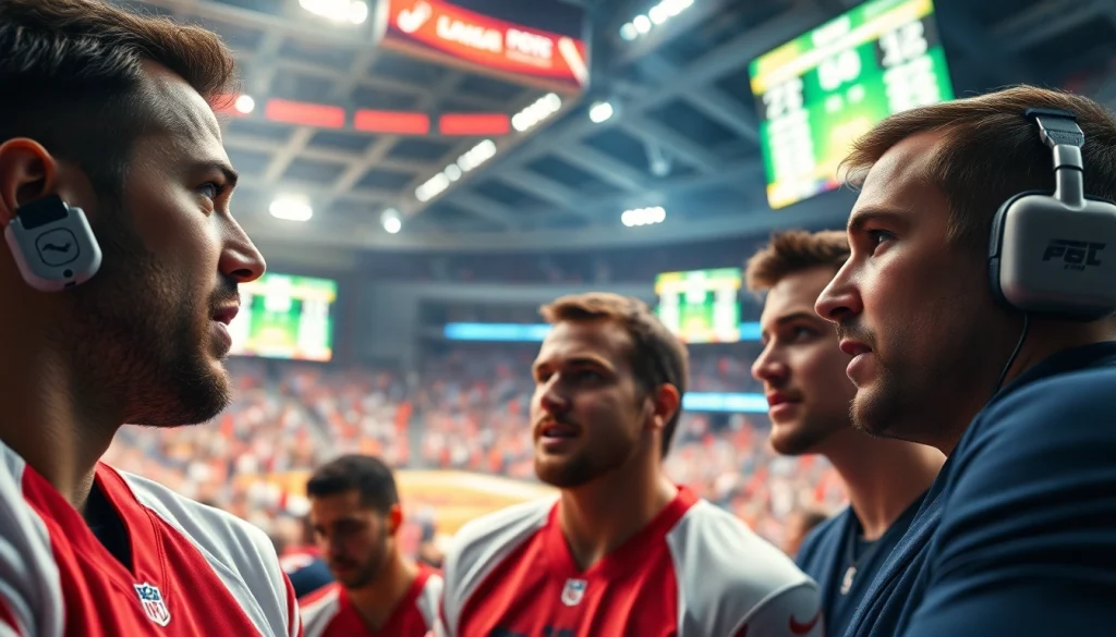 Engaged athletes showcasing sports betting Alberta excitement in a vibrant arena.