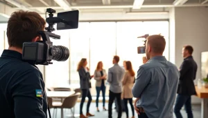 Capture a dynamic moment in Corporate Video Production showcasing a team during a corporate event.