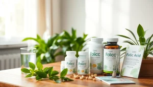 葉酸サプリのおすすめ—鮮やかなサプリメントとウェルネス要素が並ぶ