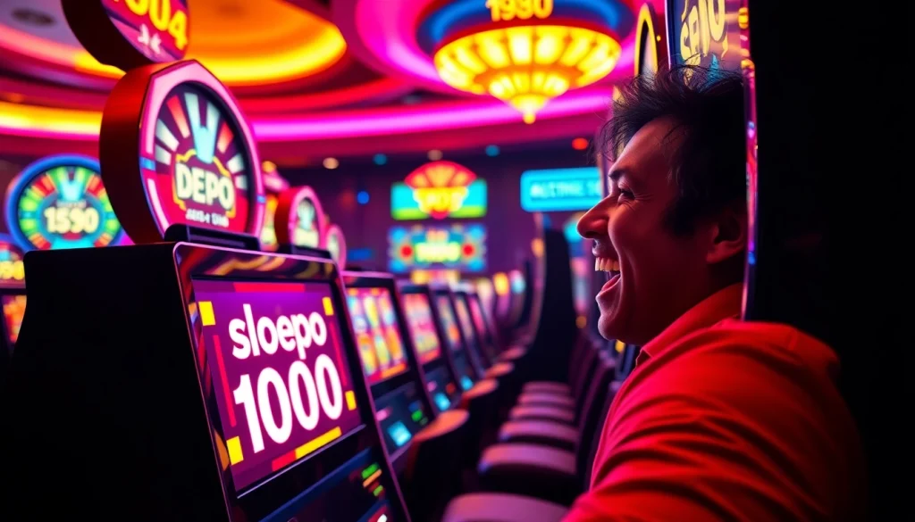 Mencoba keberuntungan dengan slot depo 1000 di mesin slot yang meriah.