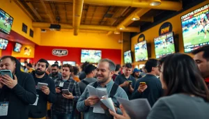 Engaging scene of sports betting South Carolina with passionate fans and live games.