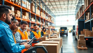 Streamline your 3PL operations with professional logistics team efficiently packing and sorting goods.