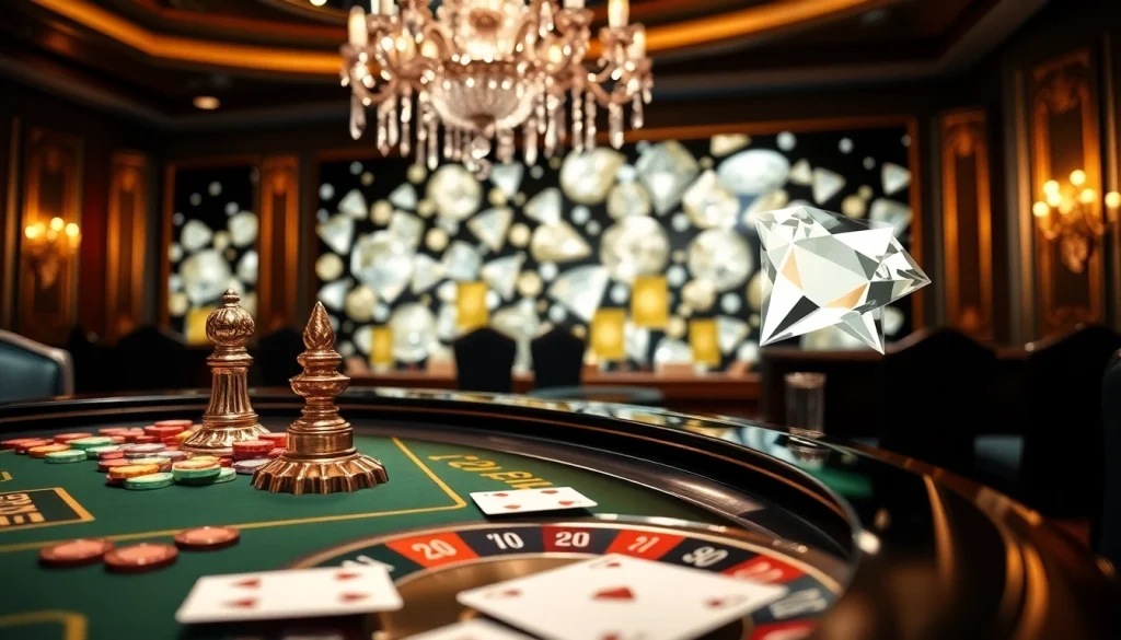 Engaging in casino excitement with 培育鑽石 showcased on the roulette table, highlighting elegance and luxury.