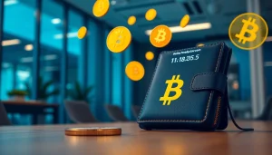 Comprendre bitcoin avec un portefeuille numérique dans un bureau moderne.